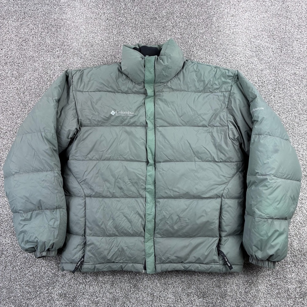Columbia Titanium Jacket Mens M Sage Green Down Fill Puffer Jacket Omnishield‎